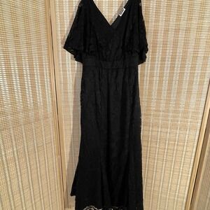 Kiyonna Dress Formal Black‎ OX Empire Waistline Slimming Prom Pageant Lace Lined